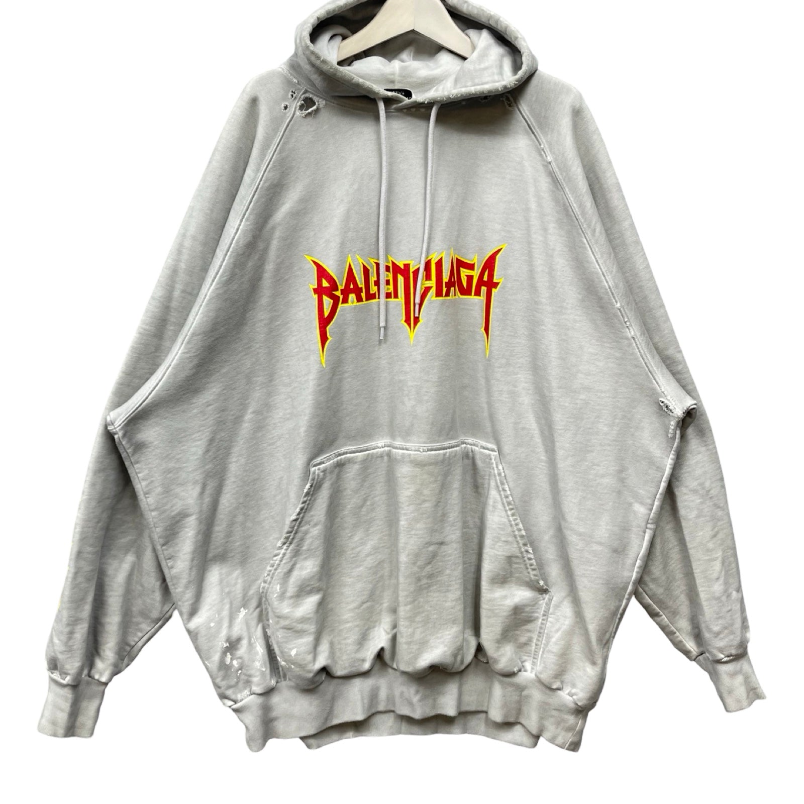 BALENCIAGA 2022SS Metal Logo Oversized Pullover Hoodie 697879 TMV89 Size L