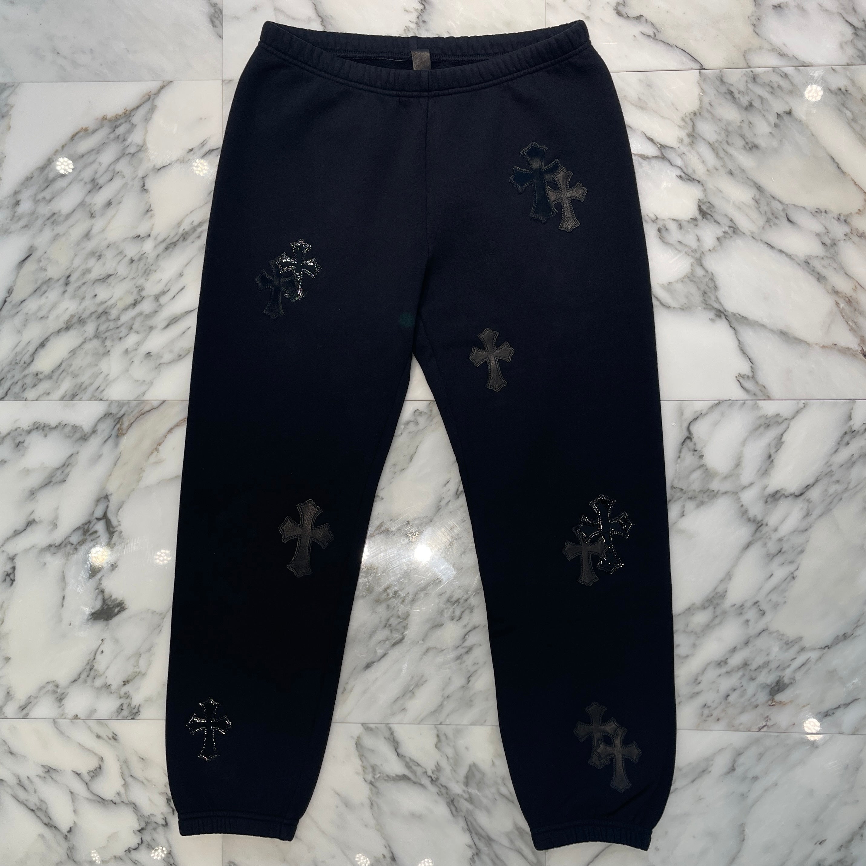 CHROME HEARTS GRP Y NOT Harako & Leather Cross Patch Sweat Pants Size –  MEMENTOS ONLINE SHOP